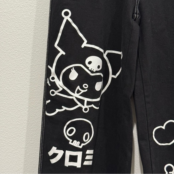 Hot Topic Sanrio My Melody Kuromi Wide Leg Pants Sz 5 Juniors Baggy Y2K Retro - Picture 5 of 12